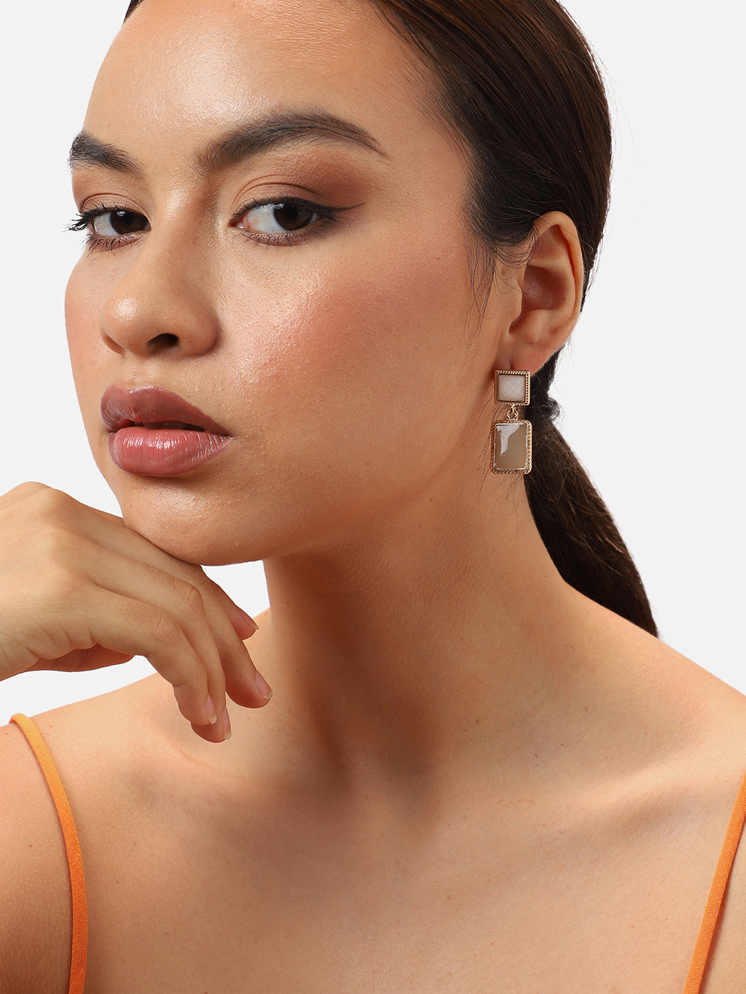 Gold Plated Party Designer Stone Drop Earring For Women