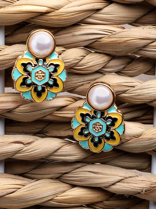 Gold Plated Party Designer Stone Drop Earring For Women