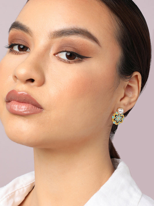 Gold Plated Party Designer Stone Drop Earring For Women