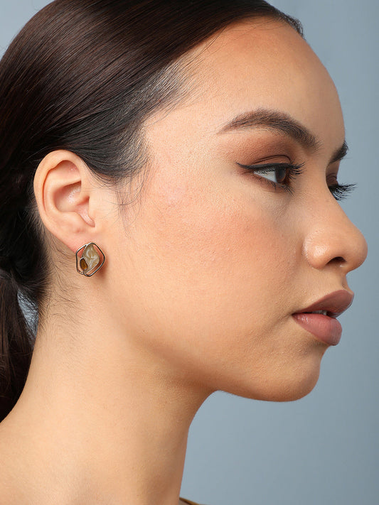 Gold Plated Party Designer Stone Stud For Women