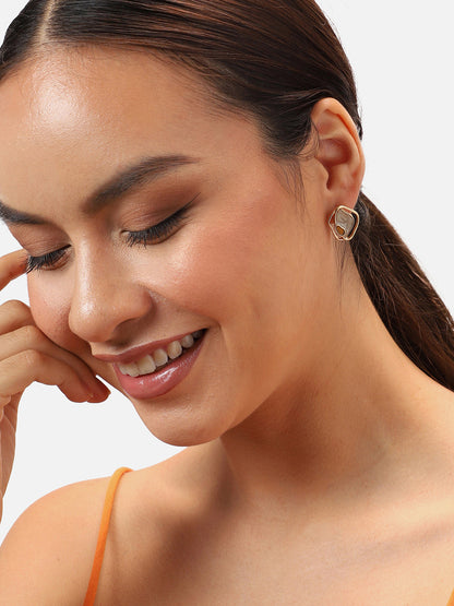 Gold Plated Party Designer Stone Stud For Women