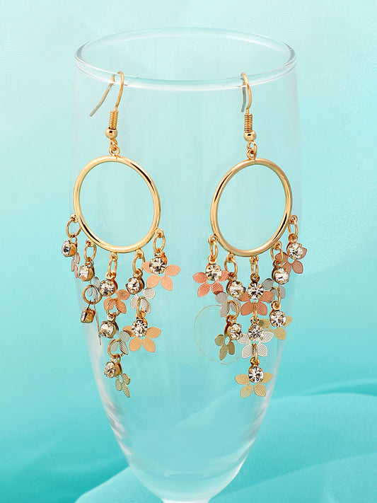 Gold Plated Party Designer Stone Drop Earring For Women