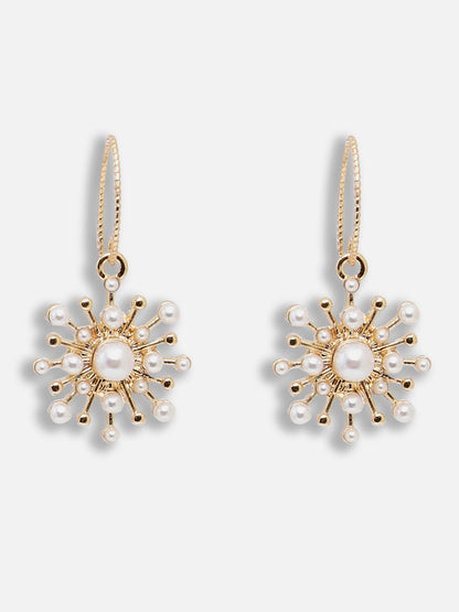 Gold Plated Party Designer Stone and Pearls Drop Earring For Women