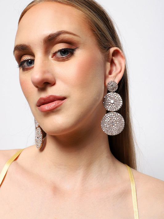 Gold Plated Party Designer Stone Drop Earring For Women