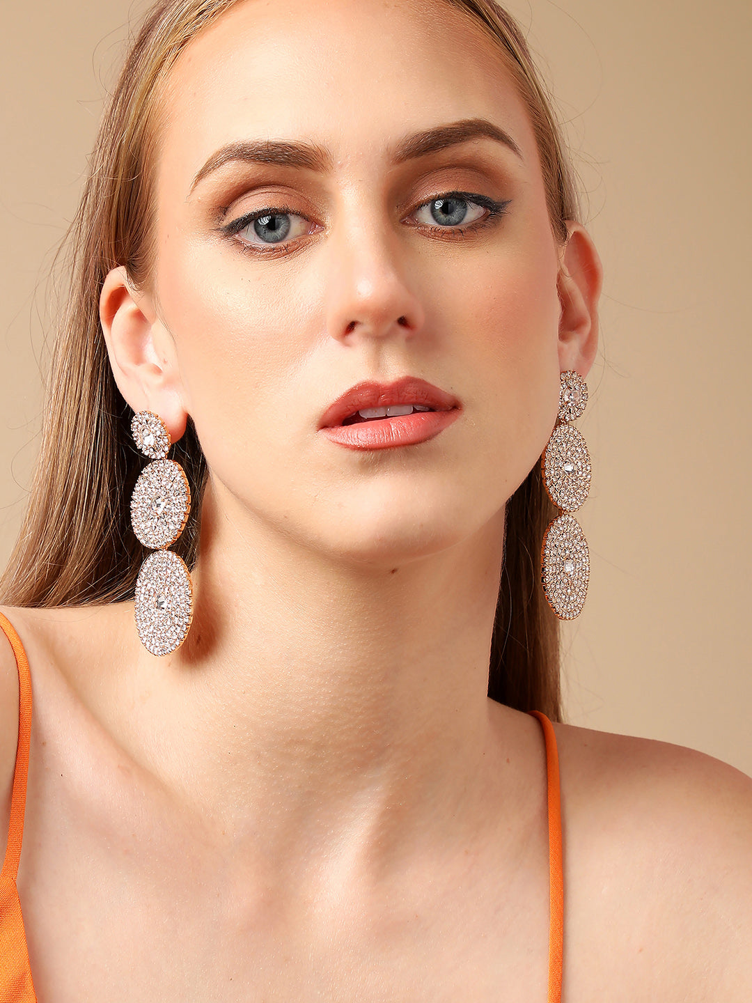 Gold Plated Party Designer Stone Drop Earring For Women