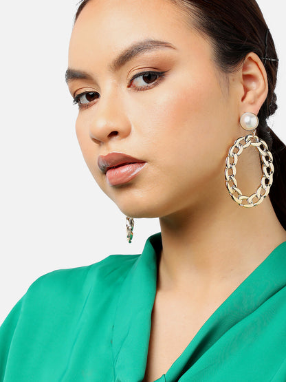 Gold Plated Party Pearls Drop Earring For Women