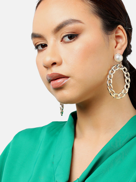 Gold Plated Party Pearls Drop Earring For Women