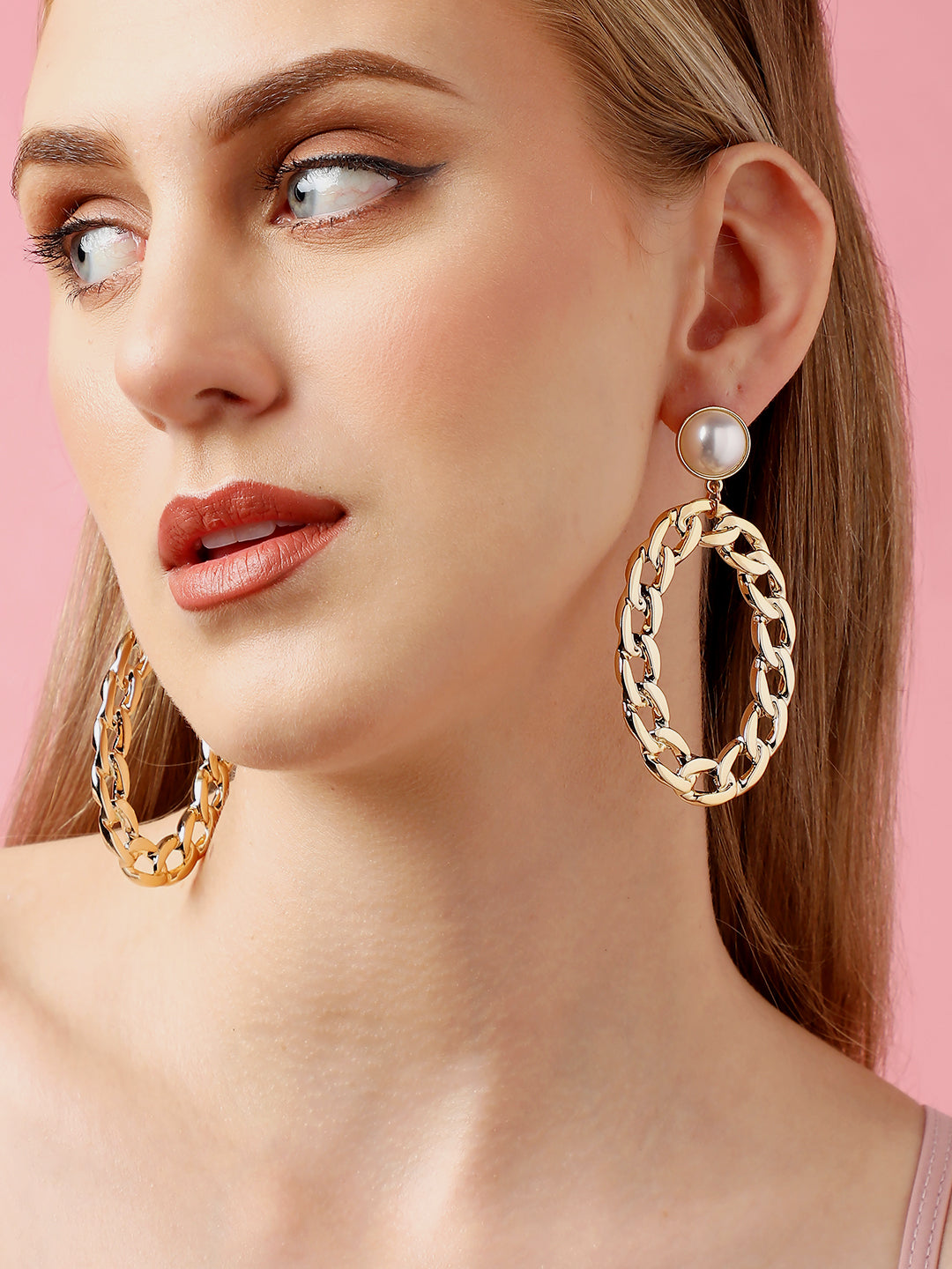 Gold Plated Party Pearls Drop Earring For Women
