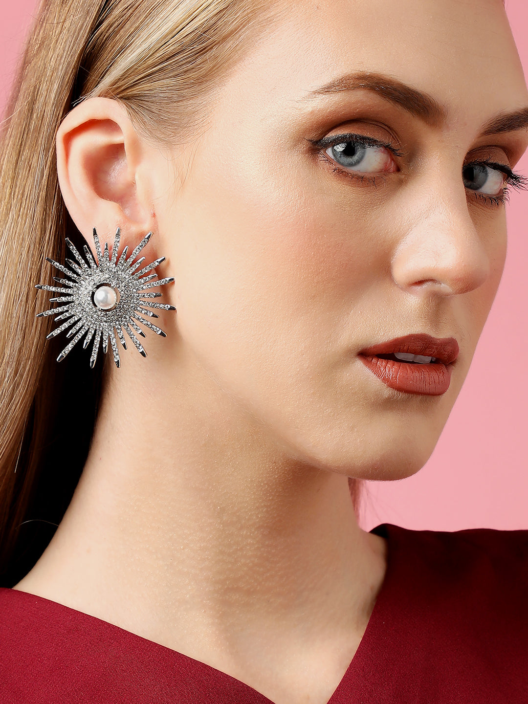 Gold Plated Party Designer Stone Stud For Women
