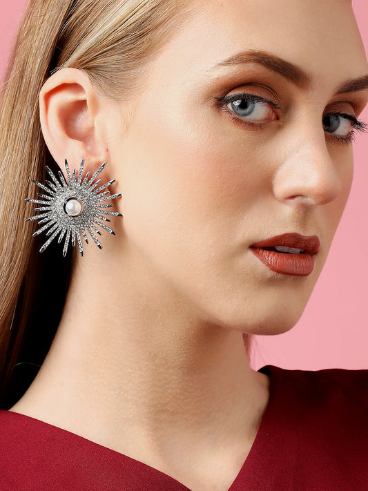 Gold Plated Party Designer Stone Stud For Women