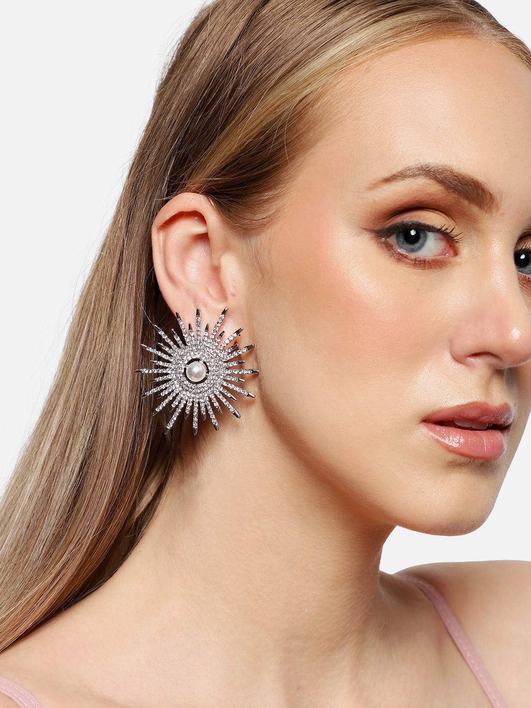 Gold Plated Party Designer Stone Stud For Women