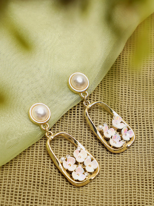 Gold Plated Party Pearls Drop Earring For Women