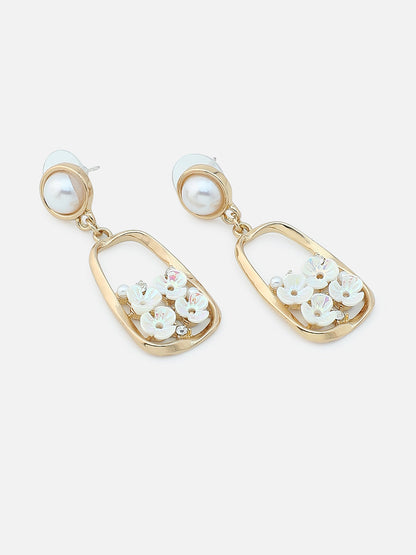 Gold Plated Party Pearls Drop Earring For Women