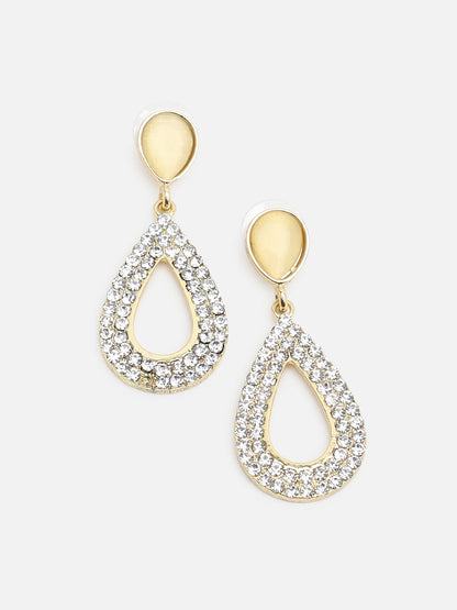 Gold Plated Party Designer Stone Drop Earring For Women