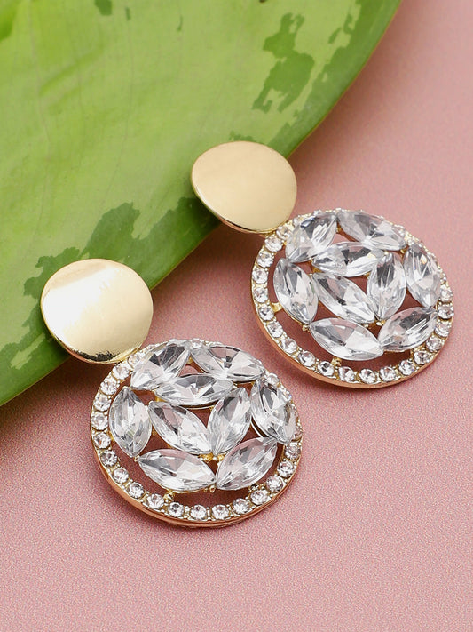 Gold Plated Party Designer Stone Drop Earring For Women
