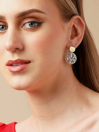 Gold Plated Party Designer Stone Drop Earring For Women
