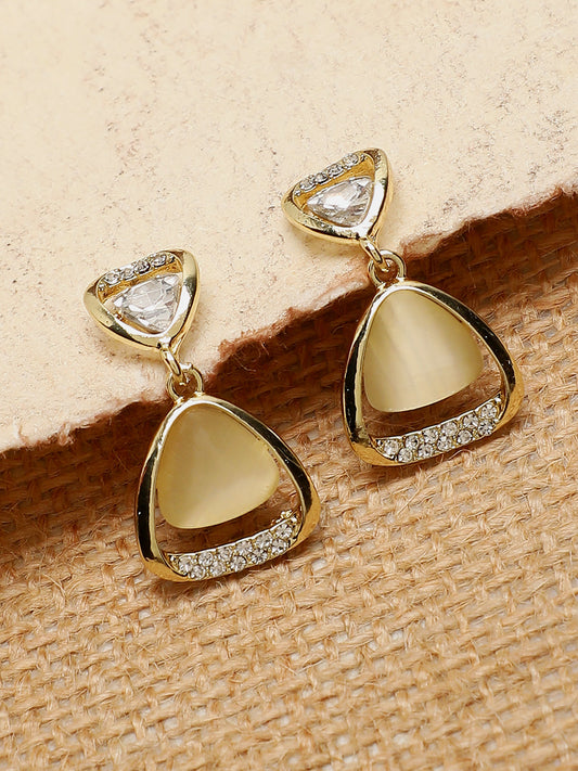 Gold Plated Party Designer Stone Drop Earring For Women
