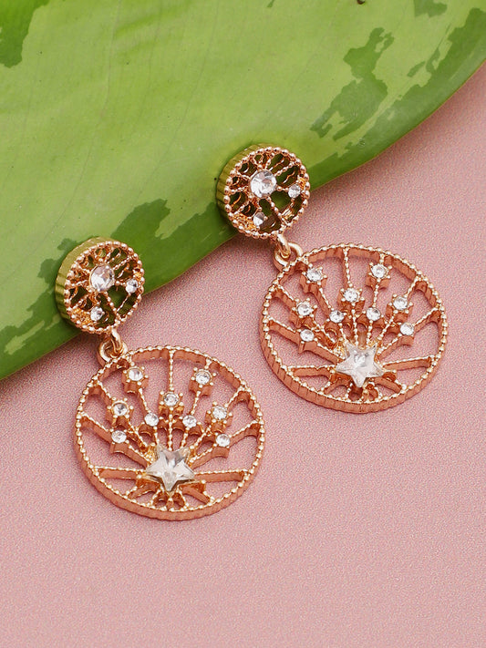 Gold Plated Party Designer Stone Drop Earring For Women