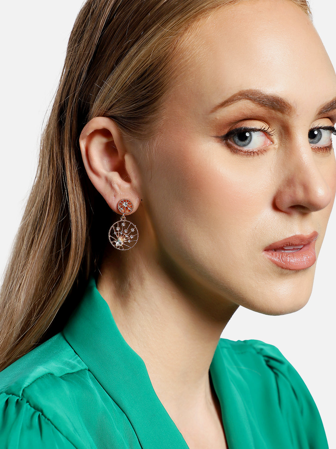 Gold Plated Party Designer Stone Drop Earring For Women