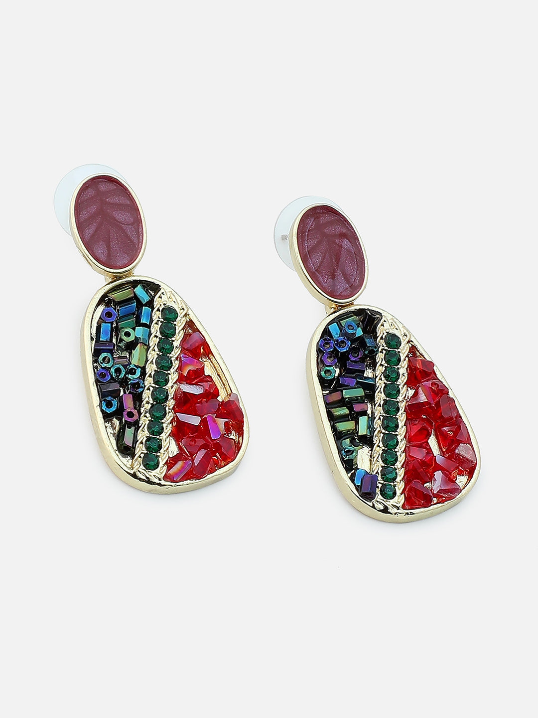 Gold Plated Party Designer Stone Drop Earring For Women