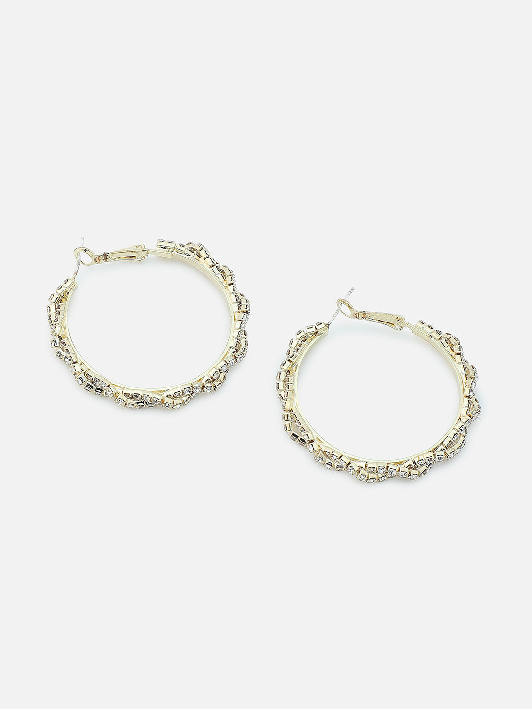 Gold Plated Party Designer Stone Hoop Earring For Women