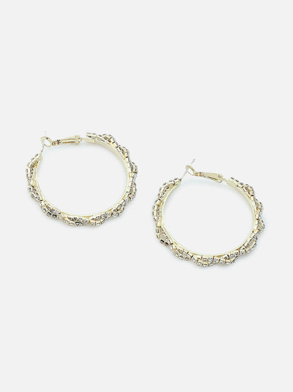 Gold Plated Party Designer Stone Hoop Earring For Women