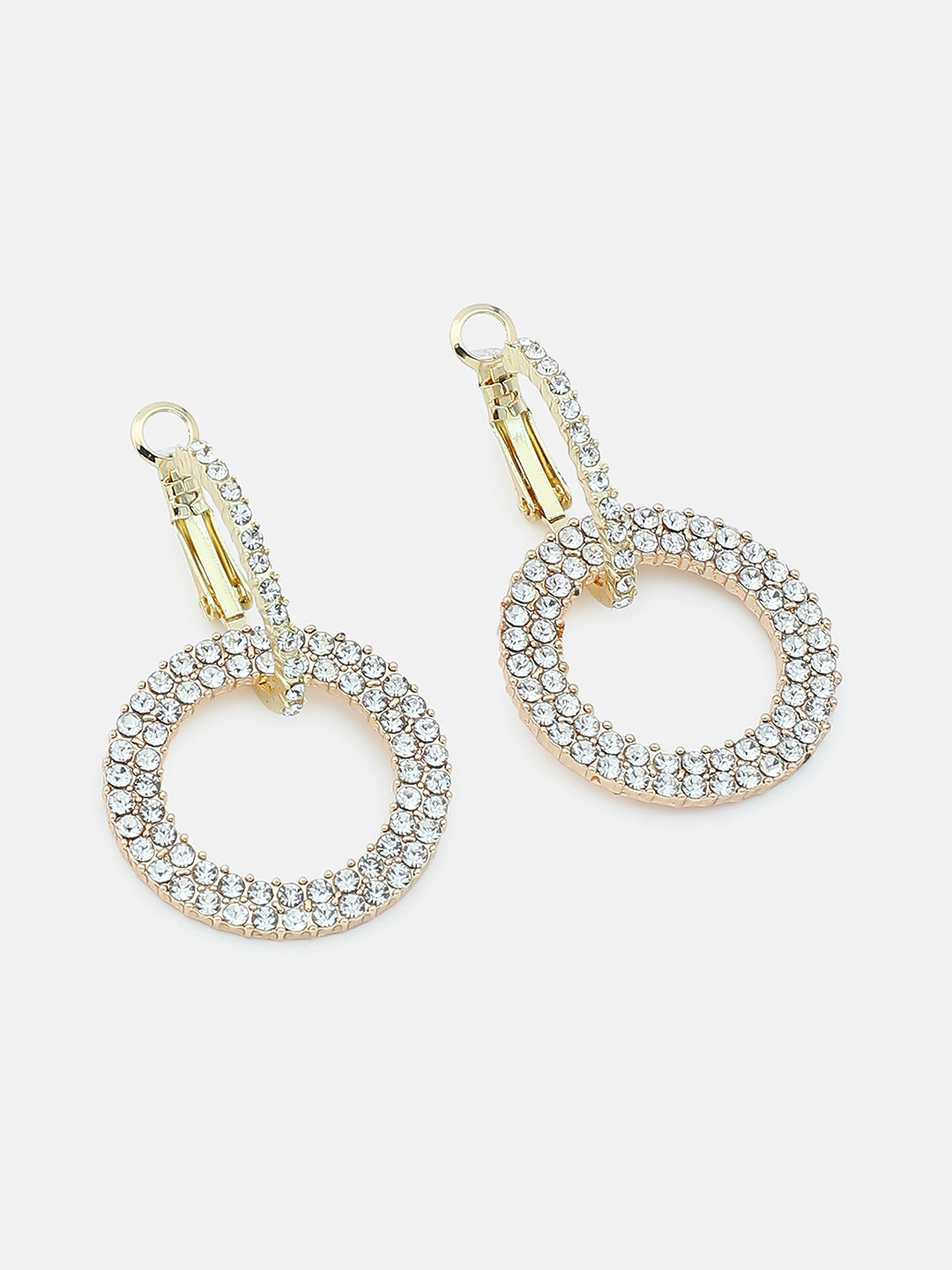 Gold Plated Party Designer Stone Hoop Earring For Women