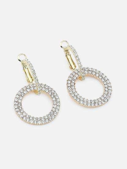 Gold Plated Party Designer Stone Hoop Earring For Women
