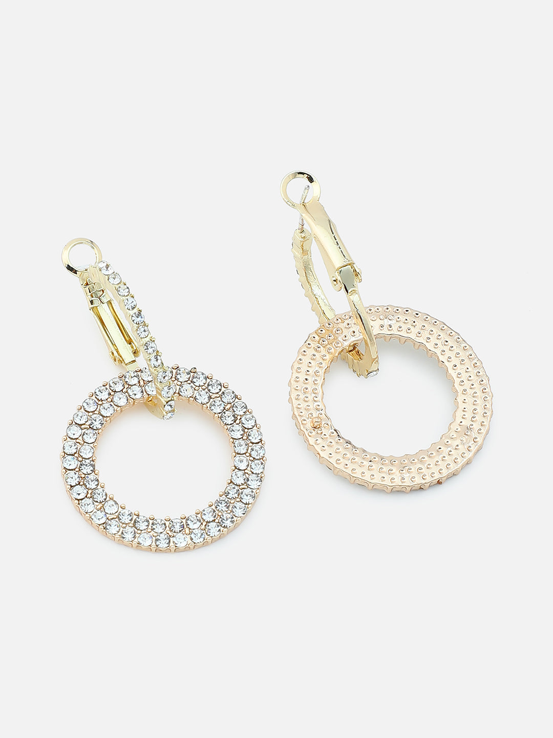 Gold Plated Party Designer Stone Hoop Earring For Women