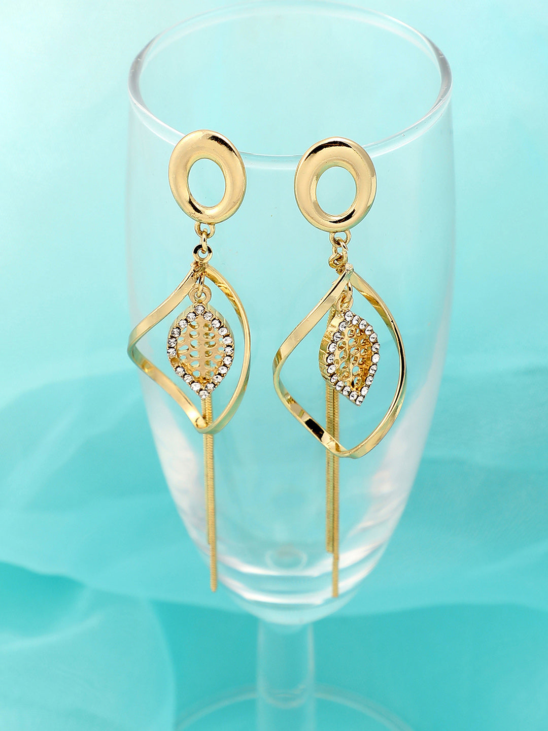 Gold Plated Party Designer Stone Drop Earring For Women