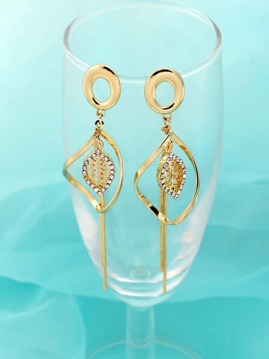 Gold Plated Party Designer Stone Drop Earring For Women