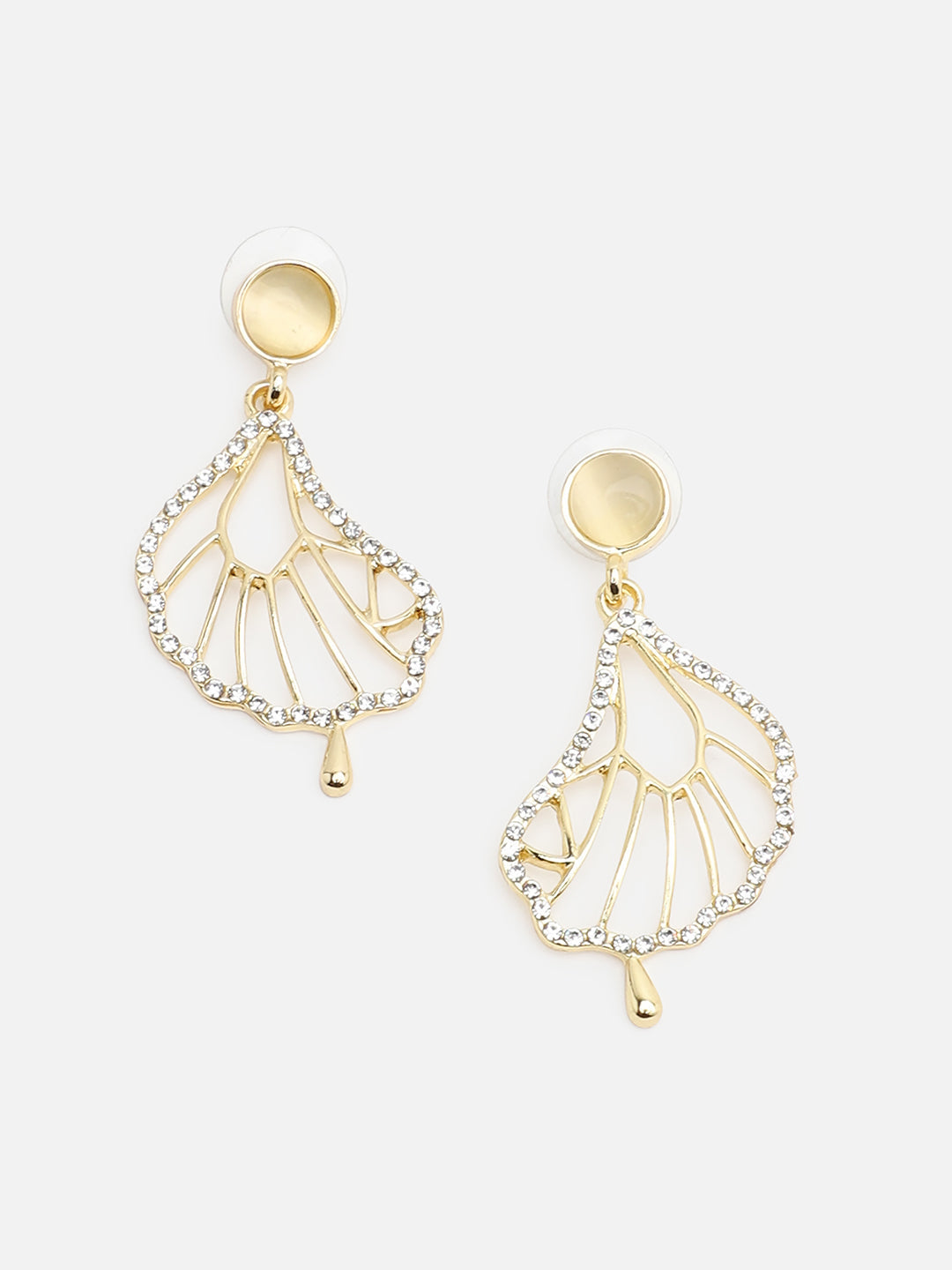 Gold Plated Party Designer Stone Drop Earring For Women