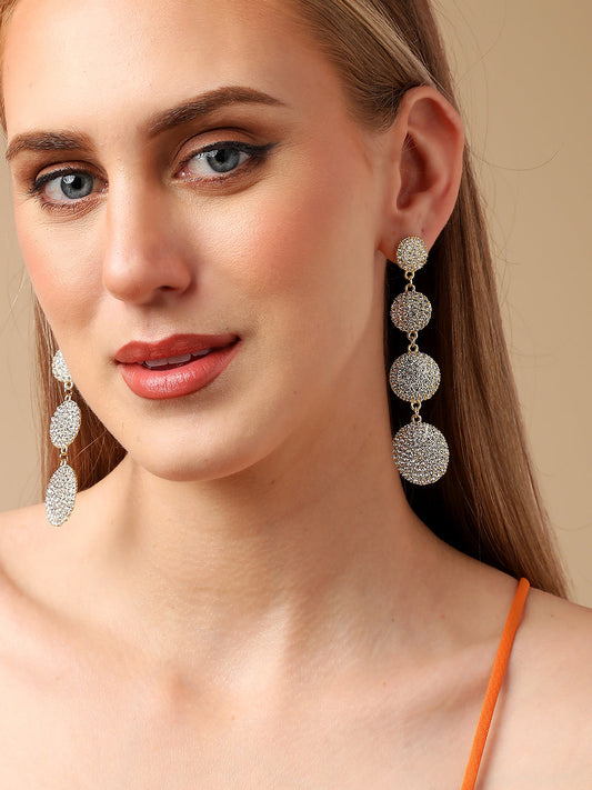 Gold Plated Party Designer Stone Drop Earring For Women