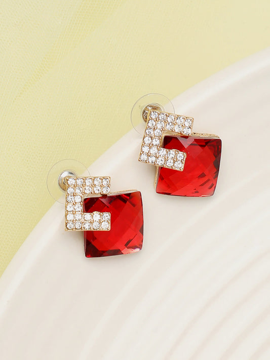 Gold Plated Party Designer Stone Drop Earring For Women