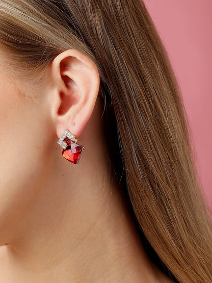 Gold Plated Party Designer Stone Drop Earring For Women