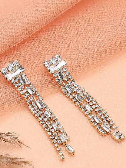 Gold Plated Party Designer Stone Drop Earring For Women