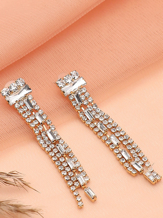 Gold Plated Party Designer Stone Drop Earring For Women