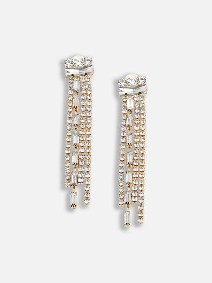 Gold Plated Party Designer Stone Drop Earring For Women