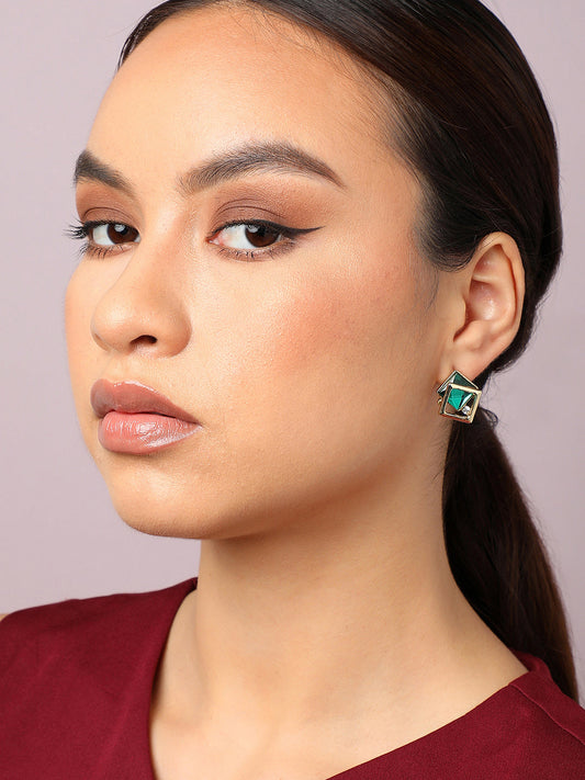 Gold Plated Party Designer Stone Stud For Women