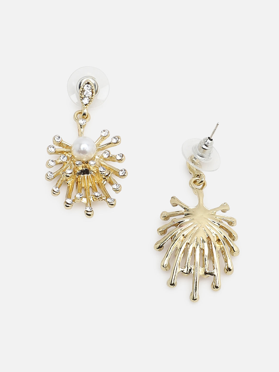 Gold Plated Party Designer Stone and Pearls Drop Earring For Women