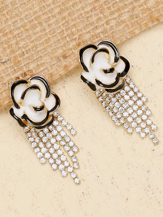 Gold Plated Party Designer Stone Drop Earring For Women