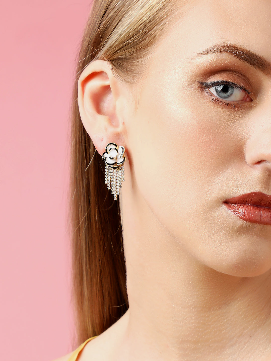 Gold Plated Party Designer Stone Drop Earring For Women