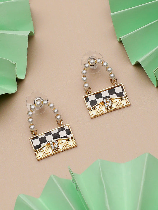 Gold Plated Party Designer Stone Drop Earring For Women