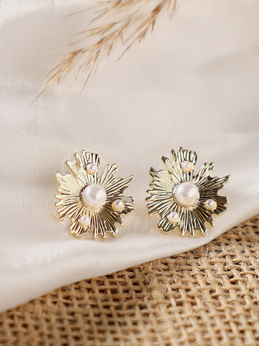 Gold Plated Party Pearls Stud For Women