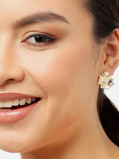 Gold Plated Party Pearls Stud For Women