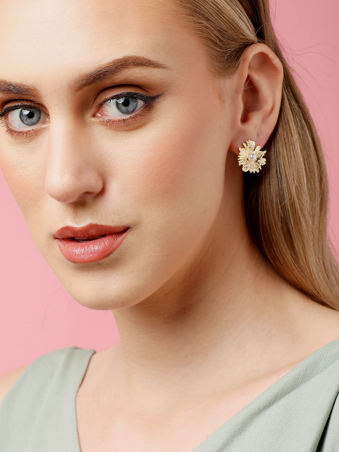 Gold Plated Party Pearls Stud For Women