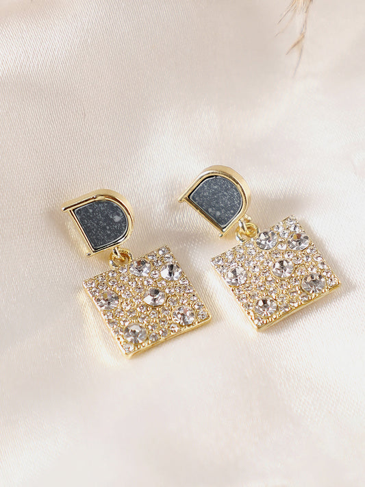 Gold Plated Party Designer Stone Drop Earring For Women