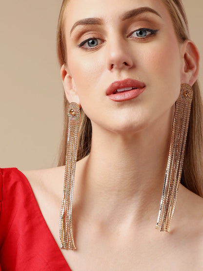 Gold Plated Party Designer Stone Drop Earring For Women