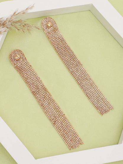 Gold Plated Party Designer Stone Drop Earring For Women