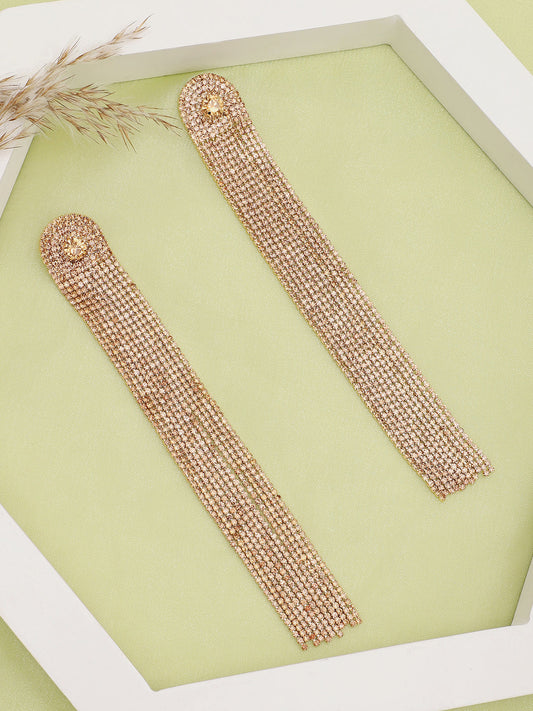 Gold Plated Party Designer Stone Drop Earring For Women